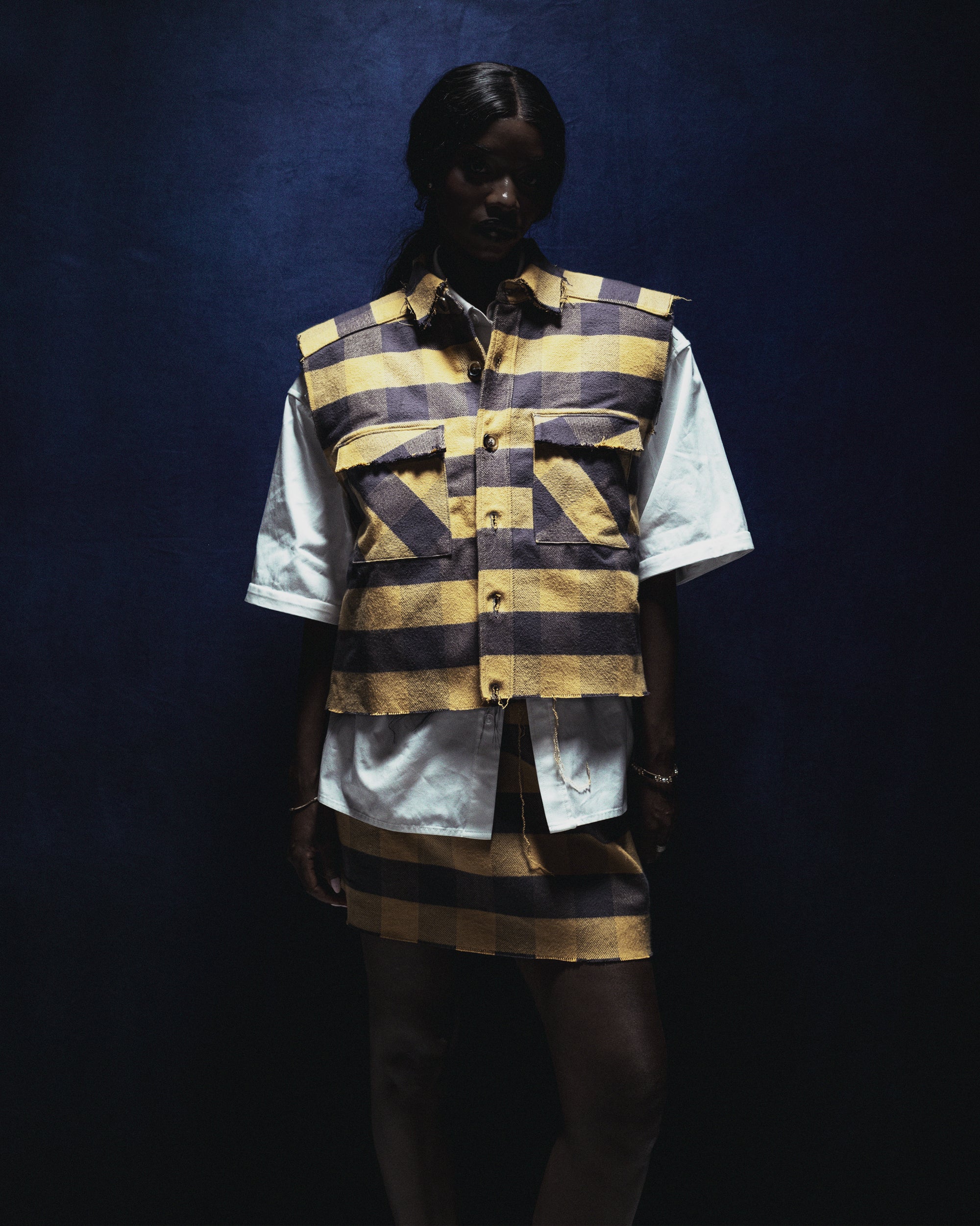 Buffalo Check Flannel — Mustard/Navy Grey