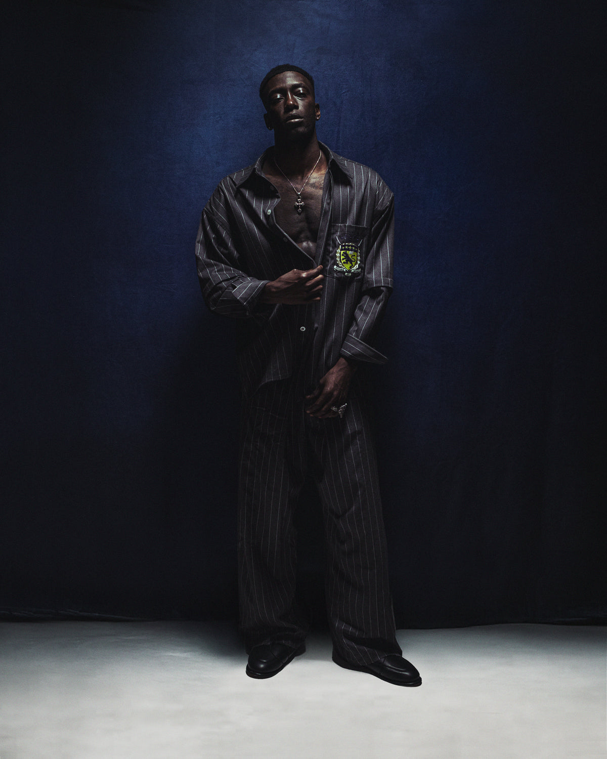 Pleated Pinstripe Trouser